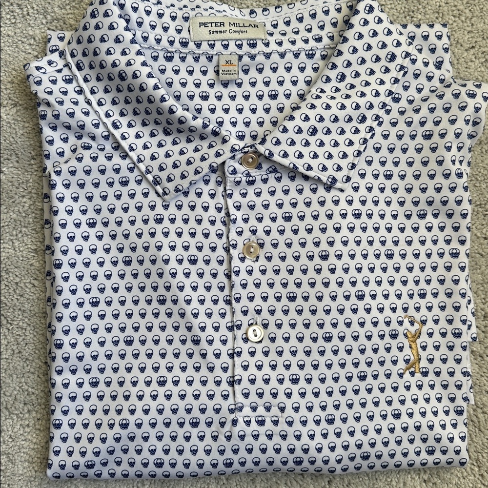 Peter Millar Skull Print Summer Comfort Polo